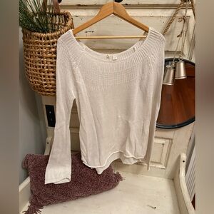 Moth Anthro Cream Long Sleeve Knit Top